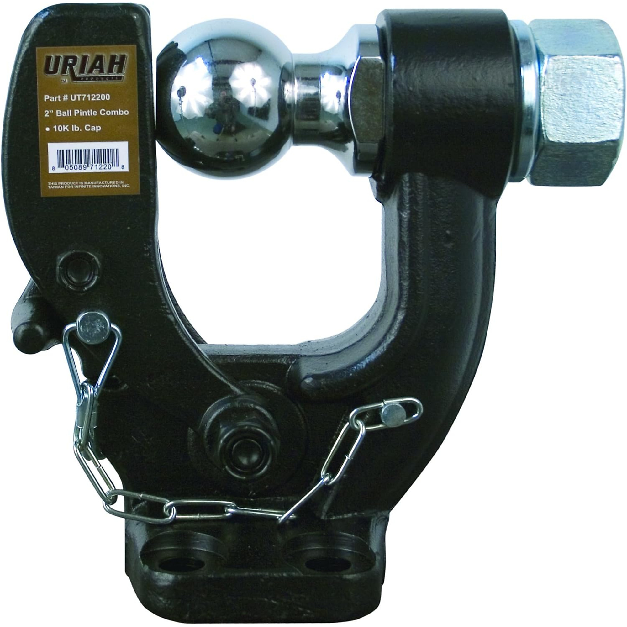 Uriah Products Pintle Ball & Hook — 2in. Ball, High-Strength Steel, Black Powder-Coated, Model# UT712200